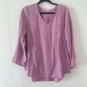 Soft Surroundings Womens Medium Top 100% Tencel V-neck Tunic Pink Purple